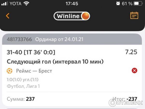Реймс Брест гол до 40 однако ставка в минусе