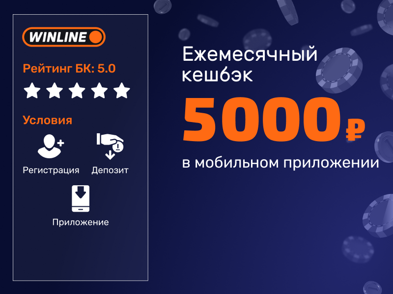 Winline: ежемесячный кешбэк в мобильном приложении