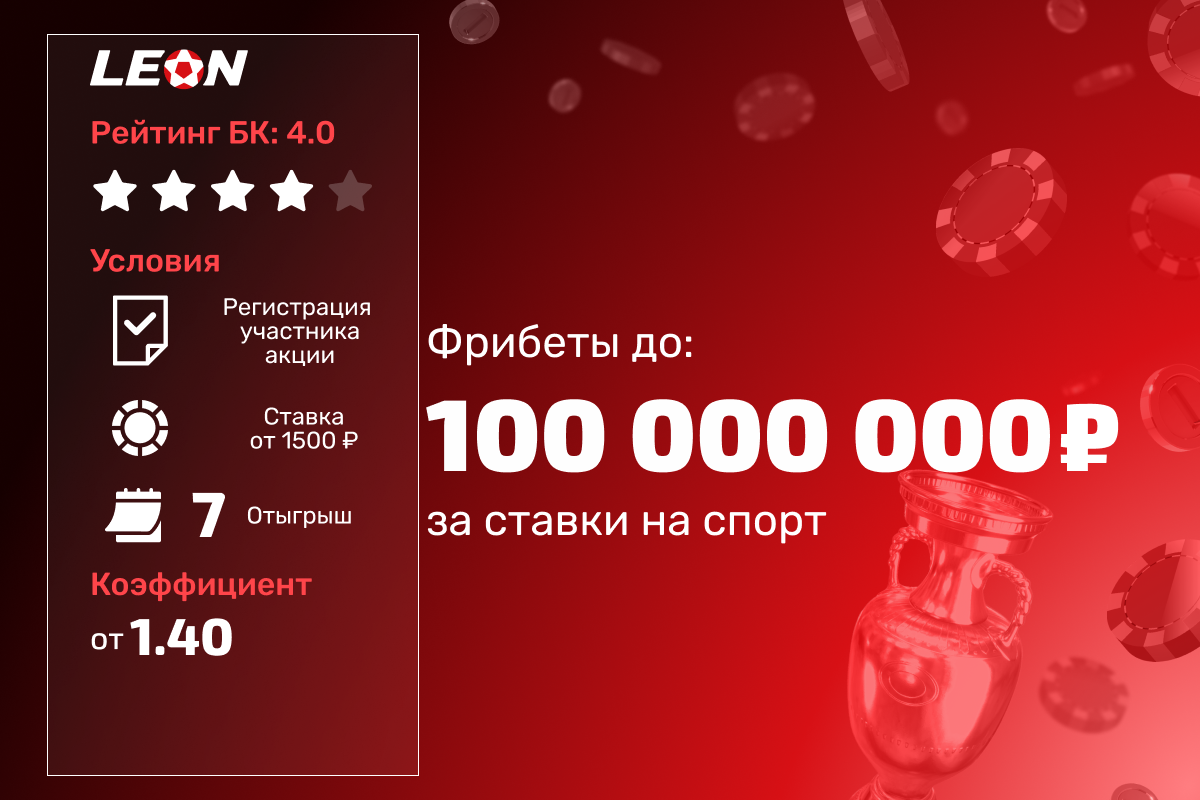 Леон: розыгрыш 2000000 рублей фрибетами за ставки на спорт