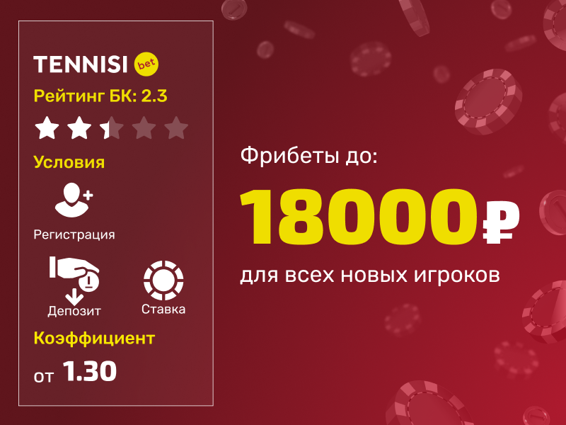 Тенниси: до 18000 рублей фрибетами новым игрокам