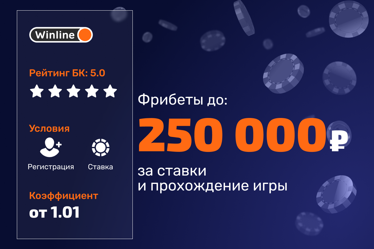 Winline: розыгрыш фрибетов до 250 000 рублей за ставки и прохождение игры