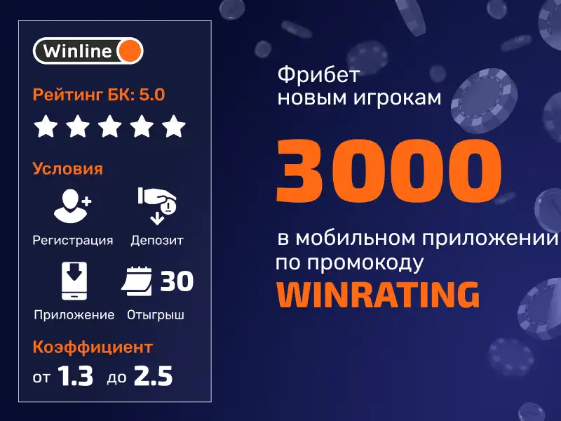 Промокод WINRATING от Winline 3000 рублей за депозит