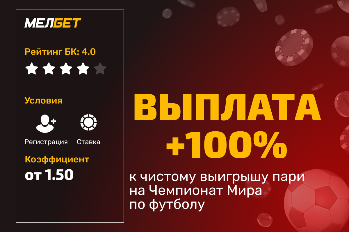 Мелбет: 100% к чистому выигрышу пари на ЧМ-2026