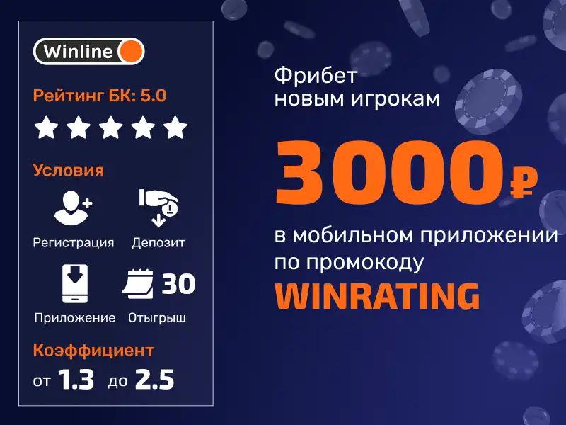 Промокод WINRATING от Winline 3000 рублей за депозит