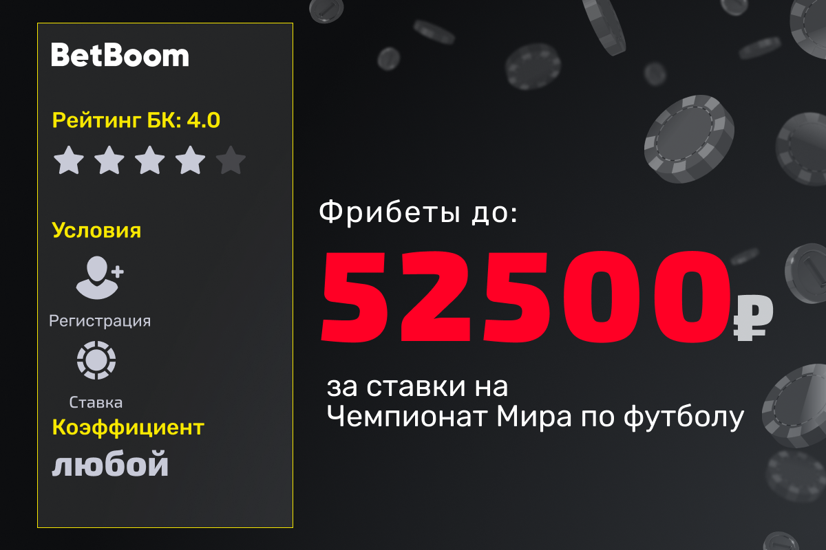 BetBoom: розыгрыш фрибетов за ставки на Чемпионат Мира по футболу