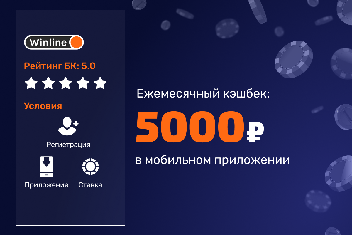 Winline: ежемесячный кешбэк в мобильном приложении