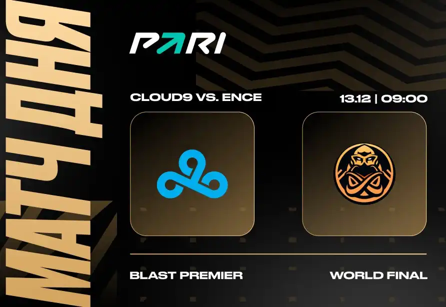 Клиент PARI поставил 210 000 рублей на Cloud9 против ENCE на BLAST Premier: World Final 2023 по CS2