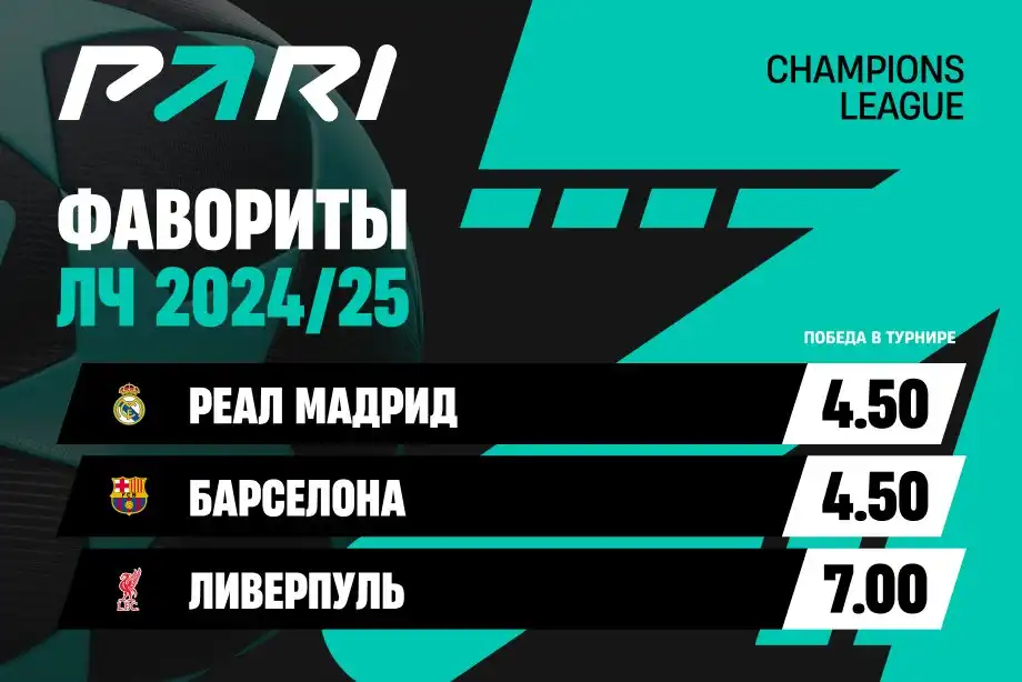 PARI: Реал, Барса, Ливерпуль и Арсенал — главные фавориты Лиги чемпионов в сезоне-2024/25