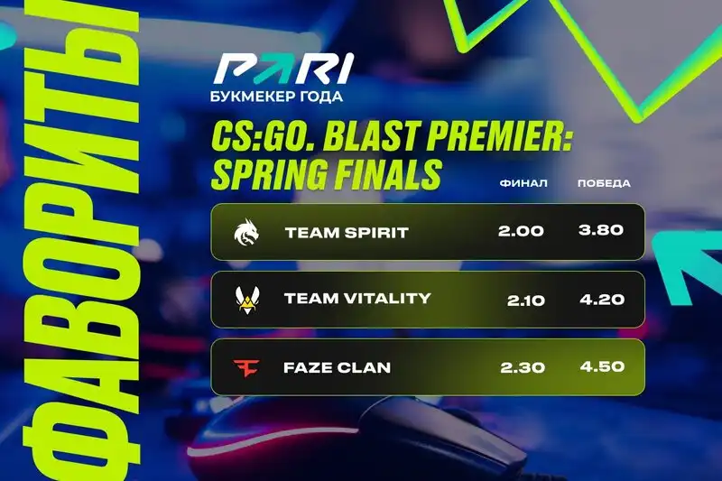 PARI: Team Spirit — фаворит BLAST Premier: Spring Final 2024 по CS2