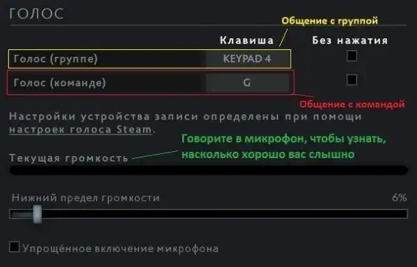 Как включить голосовой чат в Dota 2