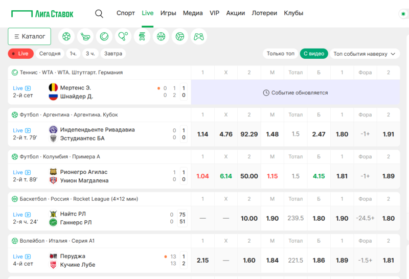 Прямые трансляции Лига Ставок