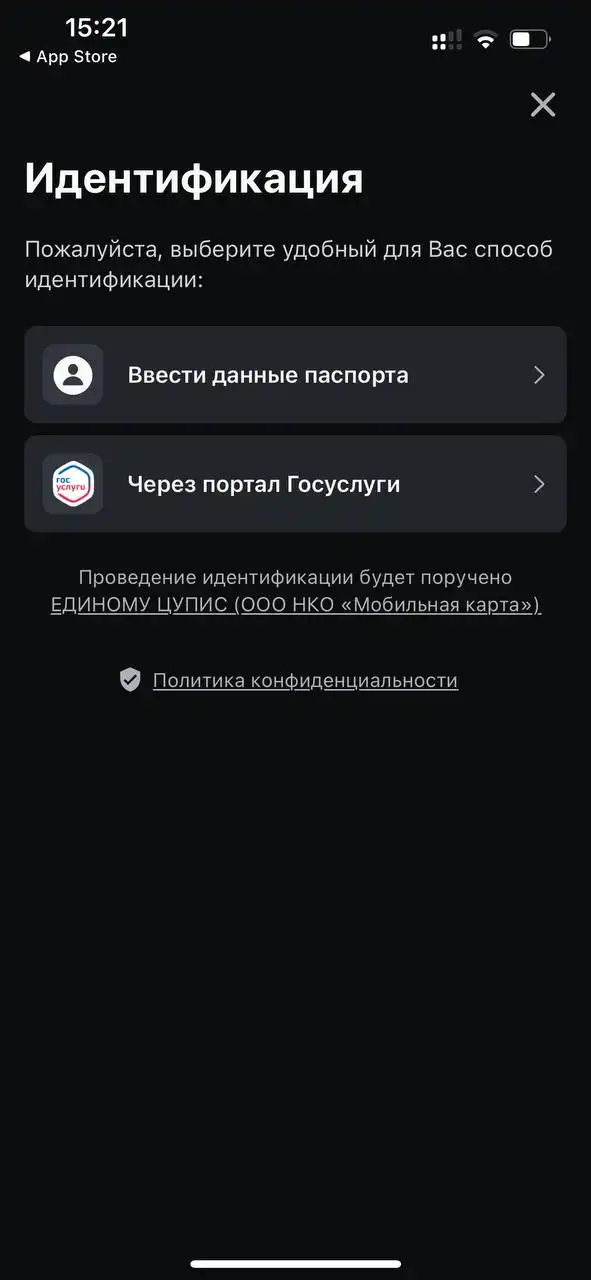Идентификация в мобильном приложении Леон на iOS