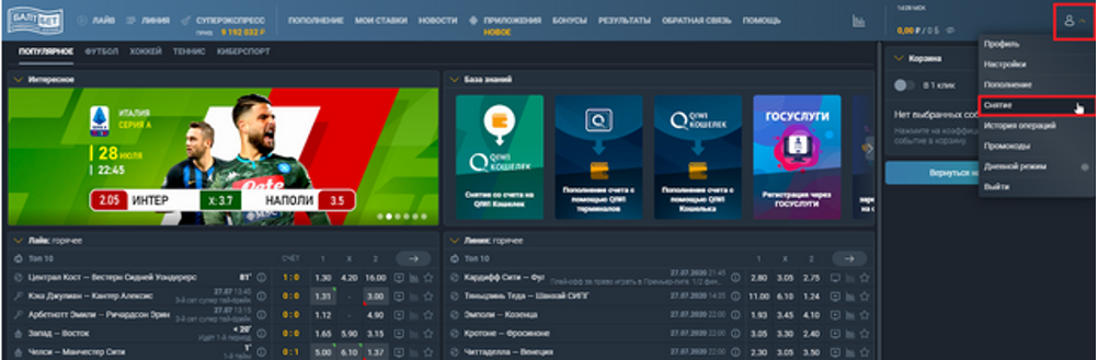 Как вывести средства с Балтбет, и что для этого нужно