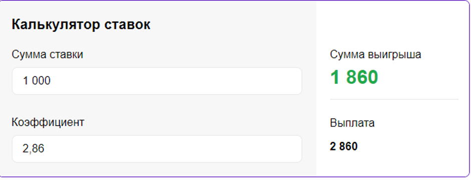 Калькулятор ставок