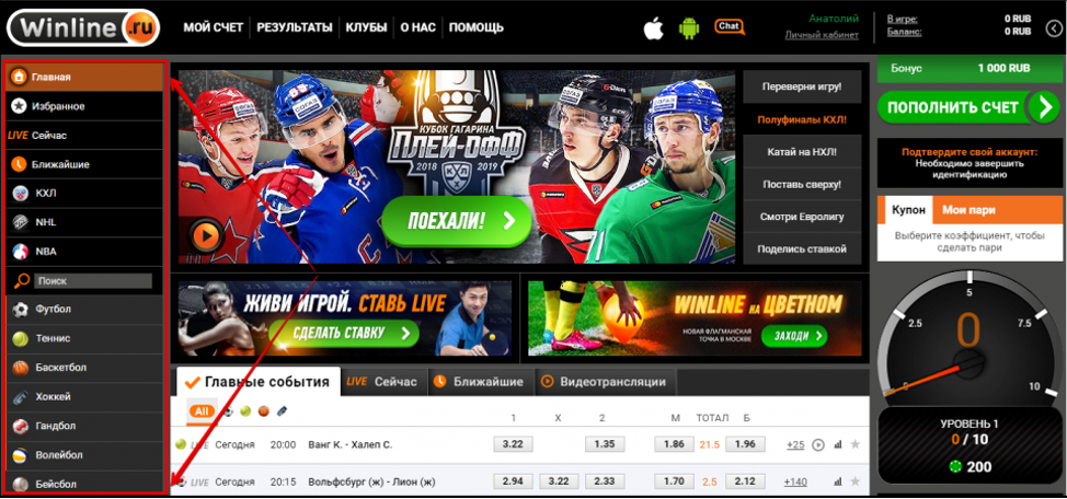 Правила БК Винлайн