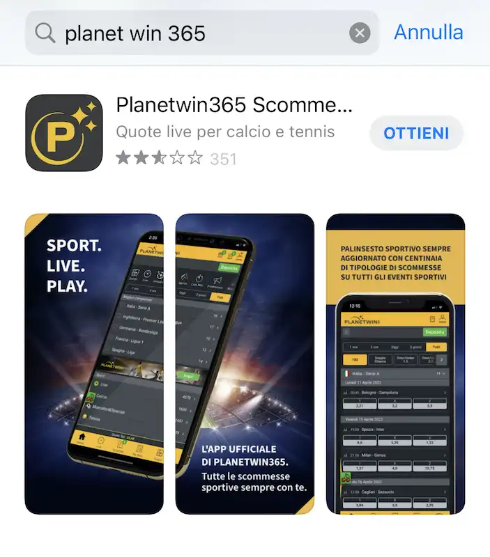 PlanetWin365 мобильное приложение