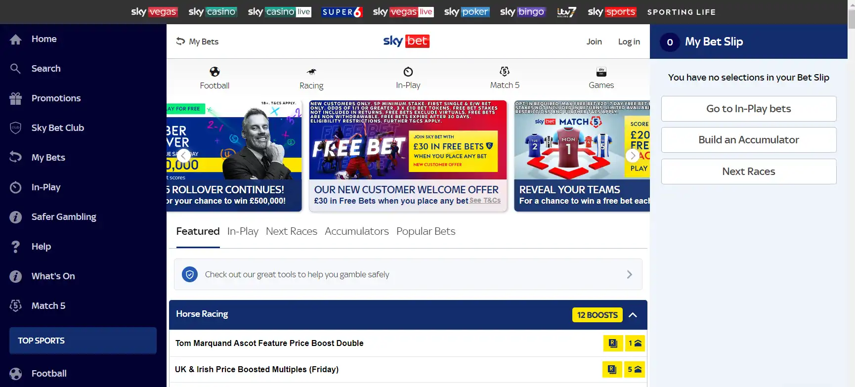 SkyBet главная